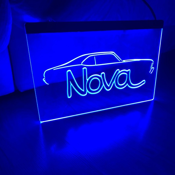 CHEVROLET NOVA LED NEON BLUE LIGHT SIGN 8x12 - Picture 3 of 3